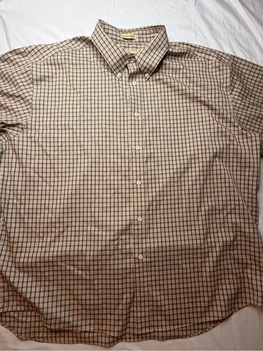 Eddie Bauer Men's Brown & Tan Plaid Button-Down Shirt
